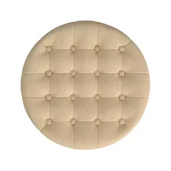 Kirklands Home Benches & Ottomans|Woven Upholstered Tufted Storage Ottoman Tan