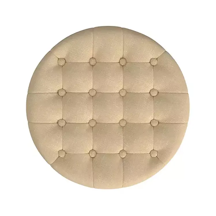 Kirklands Home Benches & Ottomans|Woven Upholstered Tufted Storage Ottoman Tan