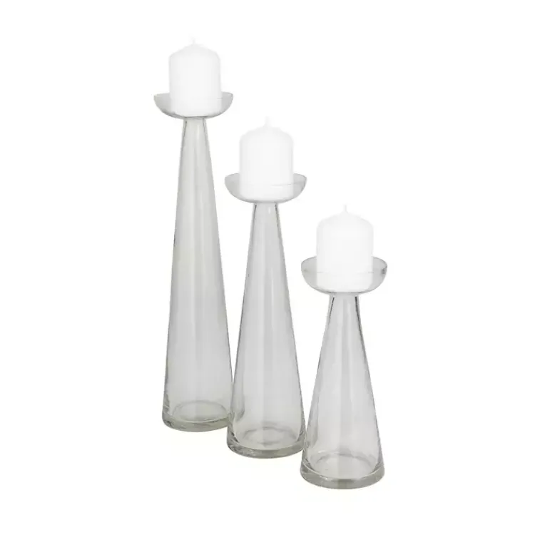 Online Tapered Glass Pillar Candle Holders, Set of 3 Candle Holders