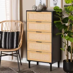 Kirklands Home Dressers & Chests|Tara Two-Tone Espresso Rattan Chest