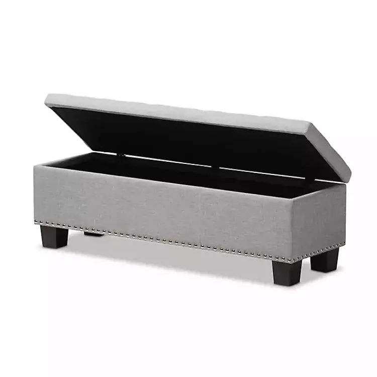 Kirklands Home Entryway Furniture|Taupe Button-Tufted Upholstered Storage Bench Tan