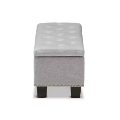 Kirklands Home Entryway Furniture|Taupe Button-Tufted Upholstered Storage Bench Tan