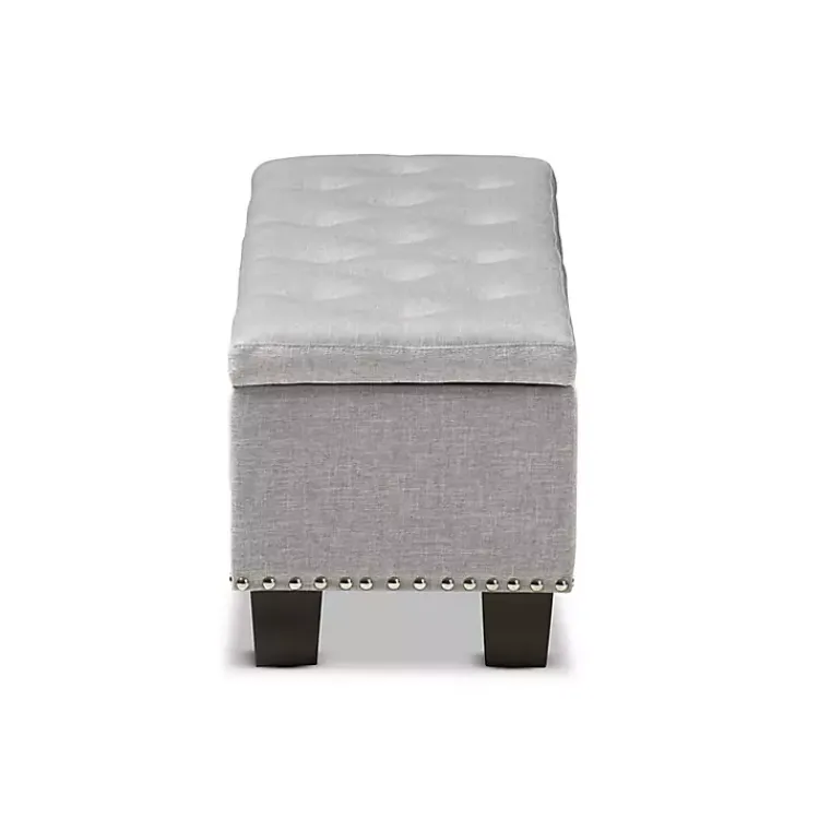 Kirklands Home Entryway Furniture|Taupe Button-Tufted Upholstered Storage Bench Tan