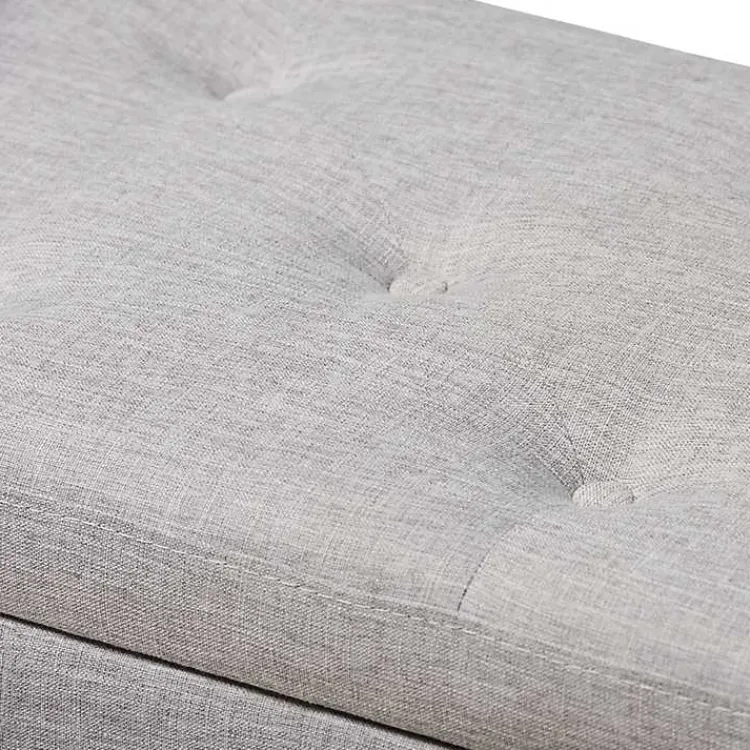 Kirklands Home Entryway Furniture|Taupe Button-Tufted Upholstered Storage Bench Tan