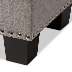 Kirklands Home Entryway Furniture|Taupe Button-Tufted Upholstered Storage Bench Tan