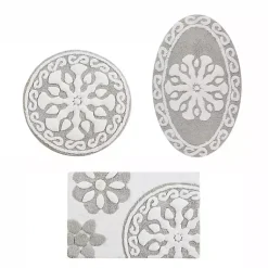 Kirklands Home Bathroom Rugs|Taupe Cotton Tufted Medallion Bath Mat, 25 in. Tan