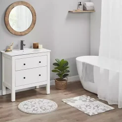 Kirklands Home Bathroom Rugs|Taupe Cotton Tufted Medallion Bath Mat, 25 in. Tan