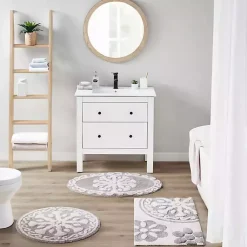 Kirklands Home Bathroom Rugs|Taupe Cotton Tufted Medallion Bath Mat, 25 in. Tan