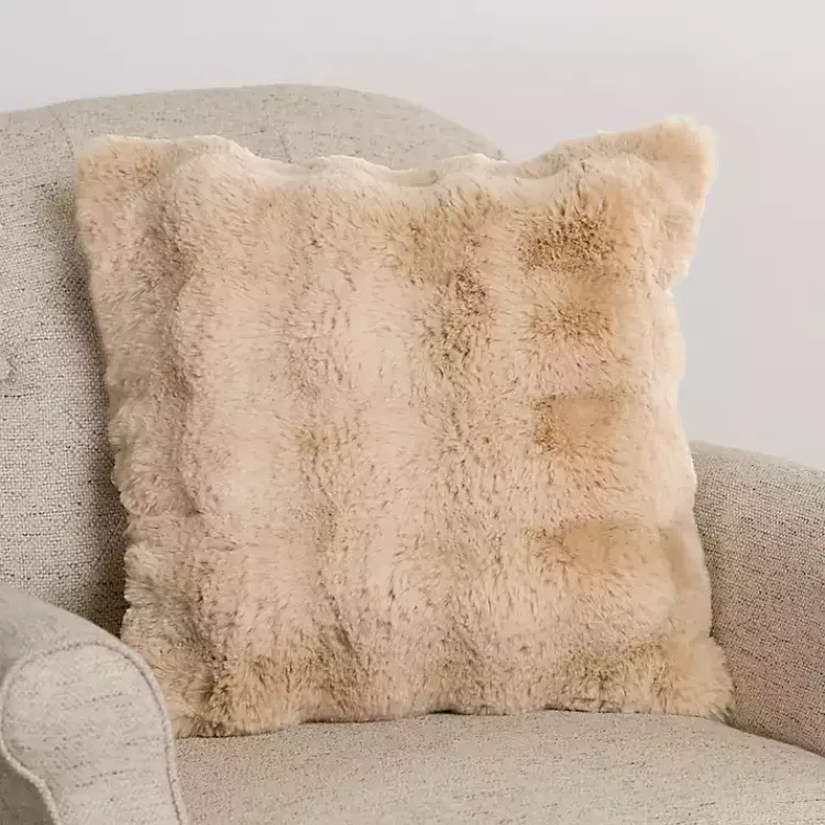 Sale Taupe Faux Fur Bubble Pillow Pillows