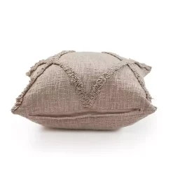 Outlet Taupe Fringe Diamond Pillow, 20 in. Pillows