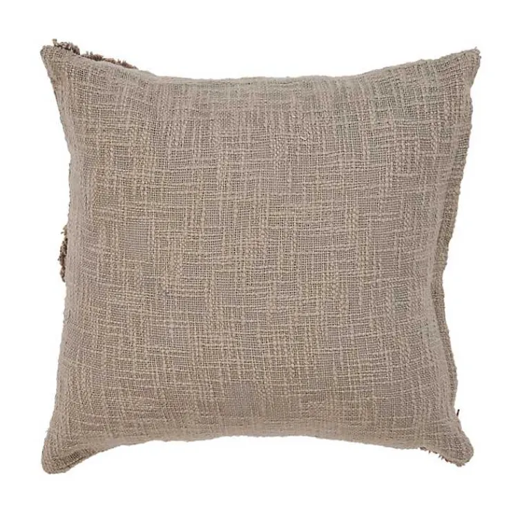 Outlet Taupe Fringe Diamond Pillow, 20 in. Pillows