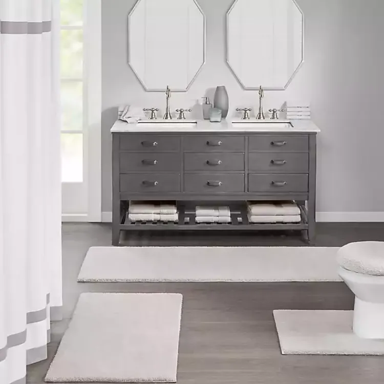 Kirklands Home Bathroom Rugs|Taupe High Pile Marshmallow Bath Mat, 40 in. Ivory