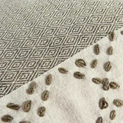 Best Taupe Kantha Stitch Recycled Throw Pillow Pillows