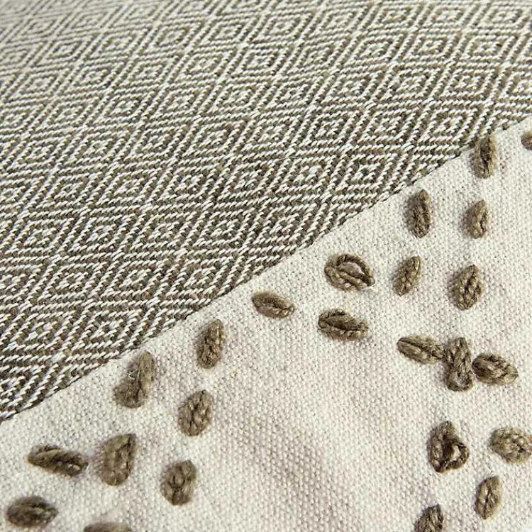 Best Taupe Kantha Stitch Recycled Throw Pillow Pillows