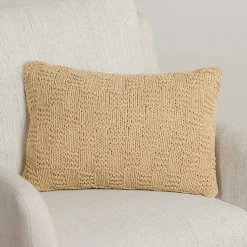Sale Taupe Knit Checkerboard Lumbar Pillow Pillows