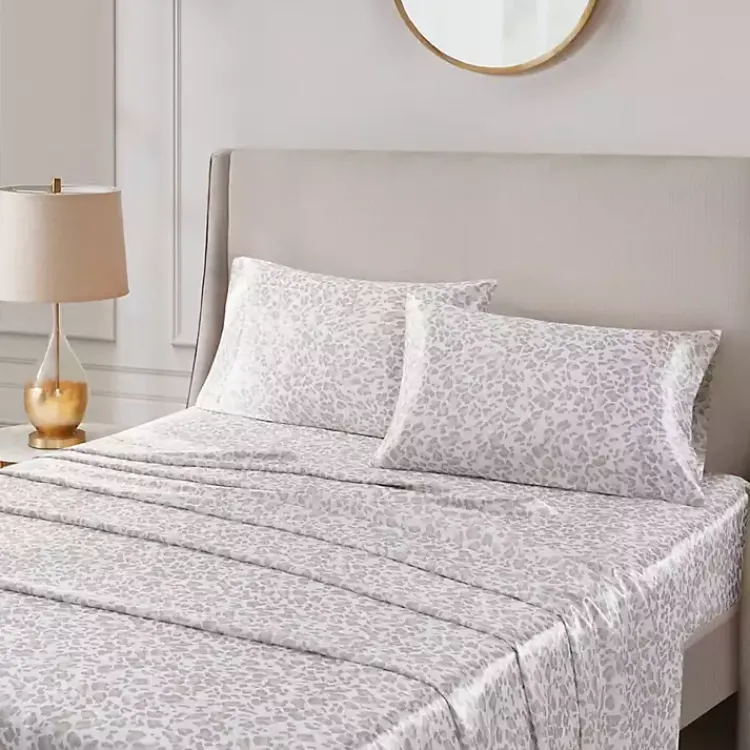 Kirklands Home Bed Sheets|Taupe Leopard Satin King 2-pc. Pillow Case Set