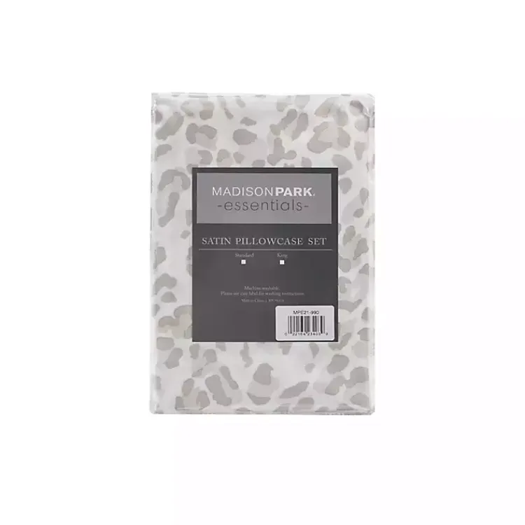 Kirklands Home Bed Sheets|Taupe Leopard Satin King 2-pc. Pillow Case Set