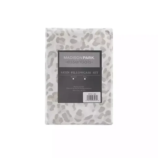 Kirklands Home Bed Sheets|Taupe Leopard Satin Standard 2-pc. Pillow Case Set