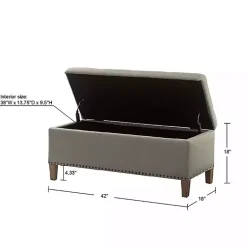 Kirklands Home Entryway Furniture|Taupe Linen Button Tufted Storage Bench Tan