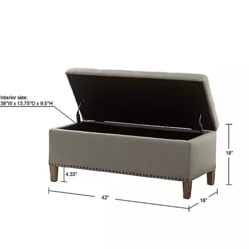 Kirklands Home Entryway Furniture|Taupe Linen Button Tufted Storage Bench Tan
