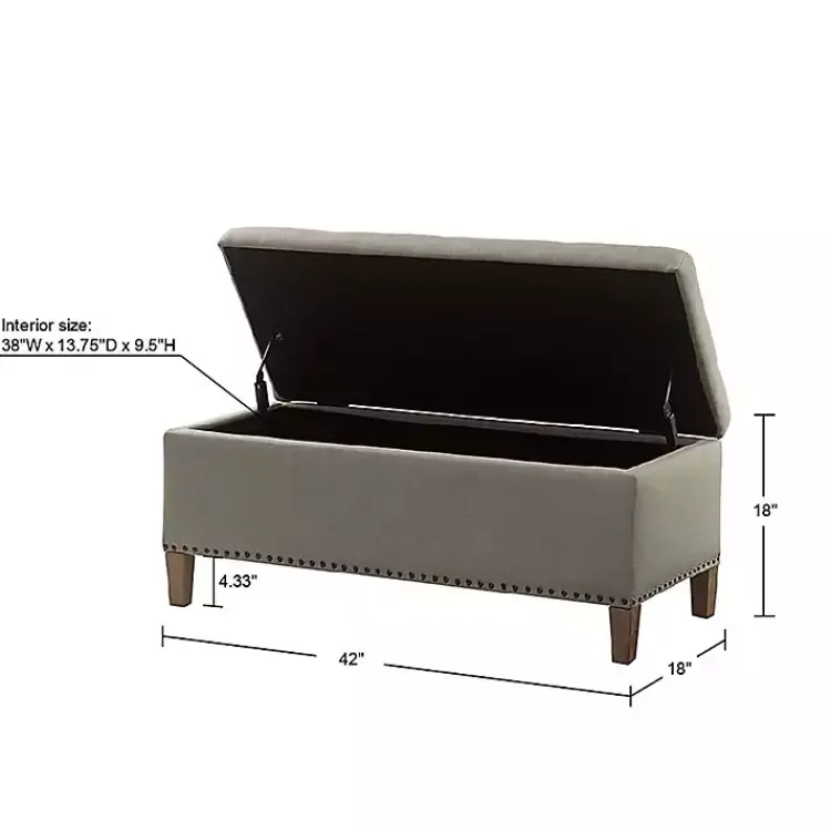 Kirklands Home Entryway Furniture|Taupe Linen Button Tufted Storage Bench Tan