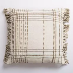 Sale Taupe Plaid Reversible Pillow Pillows