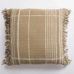 Sale Taupe Plaid Reversible Pillow Pillows