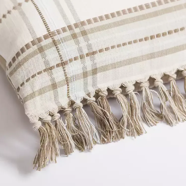 Sale Taupe Plaid Reversible Pillow Pillows