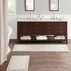 Kirklands Home Bathroom Rugs|Taupe Tufted Reversible Cotton Bath Mat, 34 in. Tan