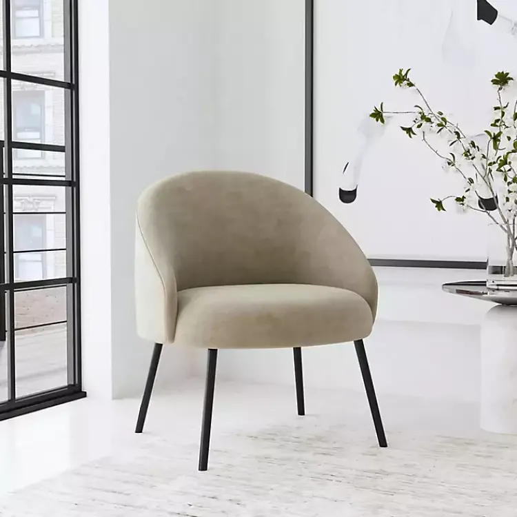 Kirklands Home Accent Chairs|Taupe Velvet Modern Accent Chair Tan