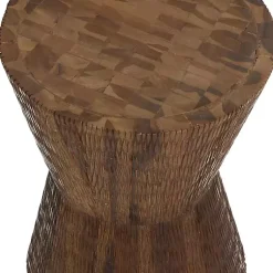 Kirklands Home Accent & End Tables|Teak Wood Hourglass Accent Table Brown
