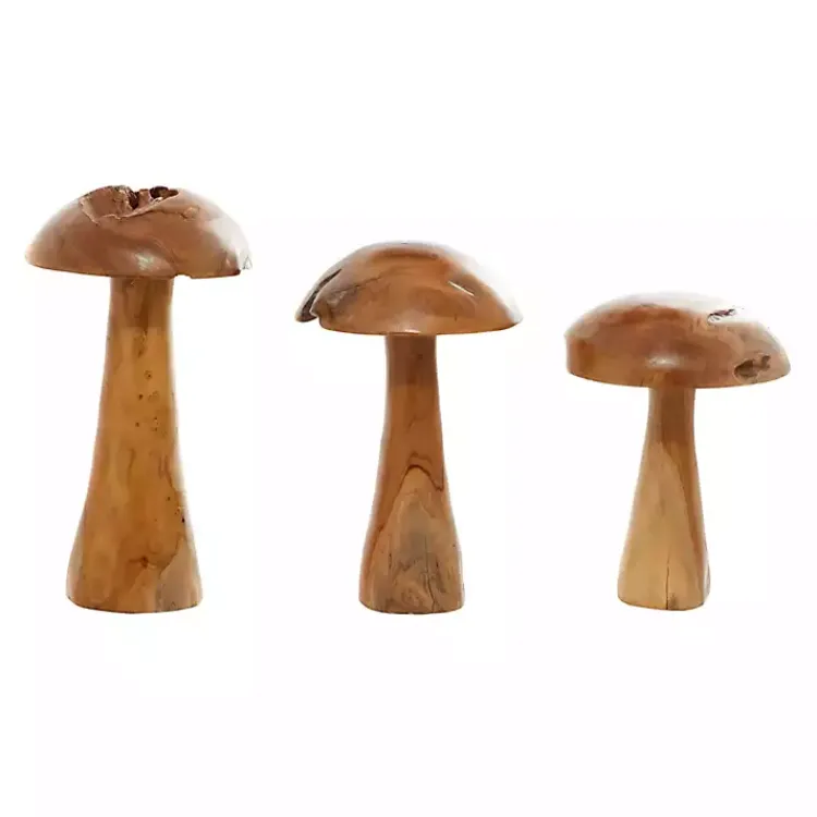 Outlet Teakwood Mushroom 3-pc. Sculpture Set Statues & Figurines