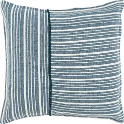 Clearance Teal and Ivory Directional Stripes Pillow Pillows