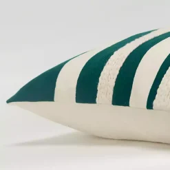 Online Teal and Ivory Ozzy Striped Pillow Pillows