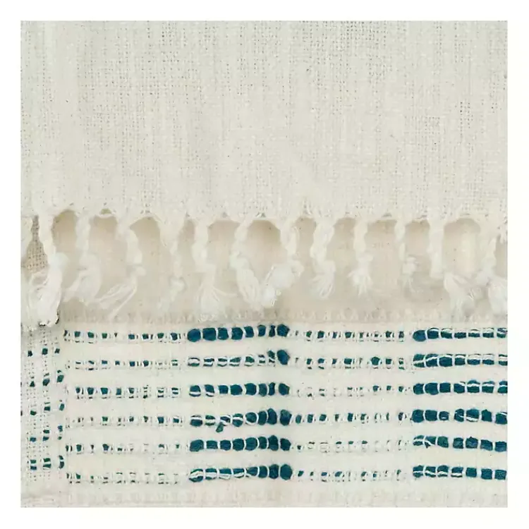 Online Teal and Ivory Woven Stripe Throw Blankets & Throws