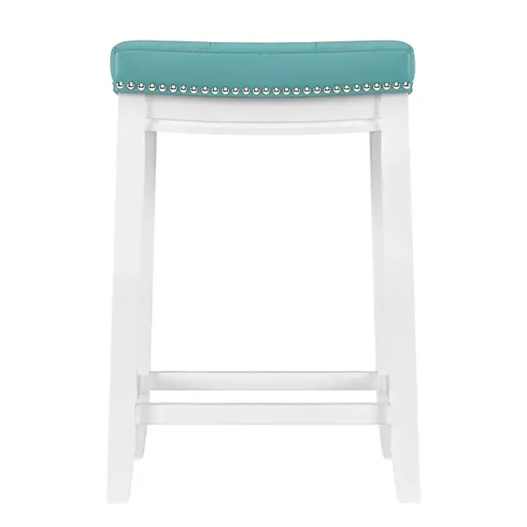 Kirklands Home Bar Stools & Counter Height Stools|Teal Faux Leather Claridge Counter Stool Blue