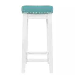 Kirklands Home Bar Stools & Counter Height Stools|Teal Faux Leather Claridge Counter Stool Blue
