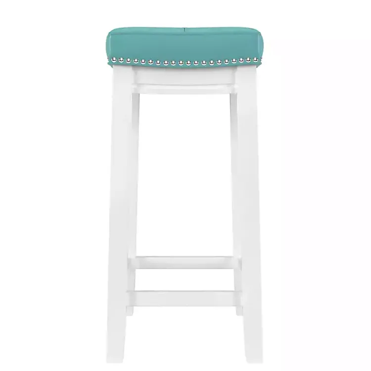 Kirklands Home Bar Stools & Counter Height Stools|Teal Faux Leather Claridge Counter Stool Blue