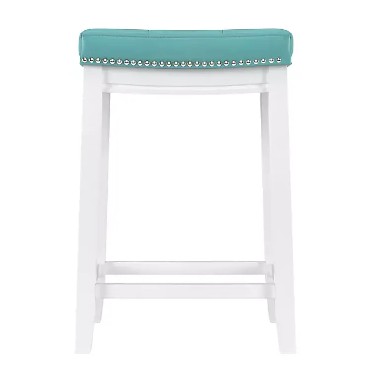 Kirklands Home Bar Stools & Counter Height Stools|Teal Faux Leather Claridge Counter Stool Blue