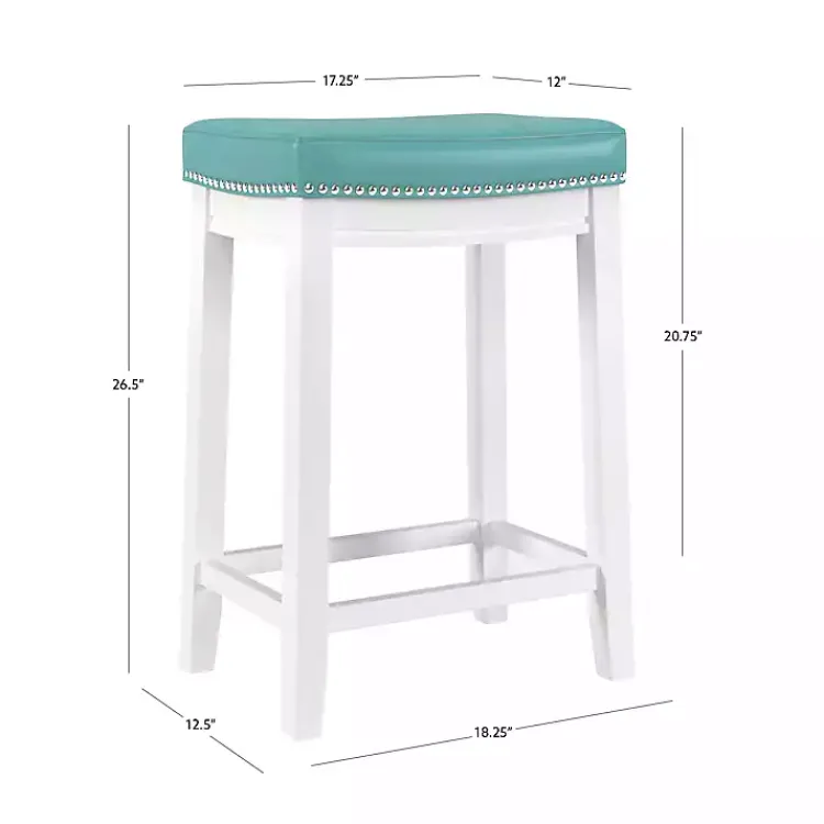 Kirklands Home Bar Stools & Counter Height Stools|Teal Faux Leather Claridge Counter Stool Blue