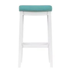 Kirklands Home Bar Stools & Counter Height Stools|Teal Faux Leather Claridge Bar Stool Blue