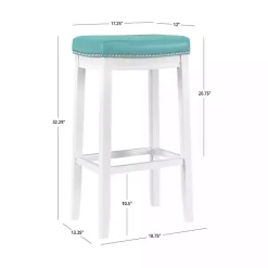 Kirklands Home Bar Stools & Counter Height Stools|Teal Faux Leather Claridge Bar Stool Blue