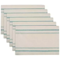 Kirklands Home Table Linens|Teal French Stripe Placemats, Set of 6 Green