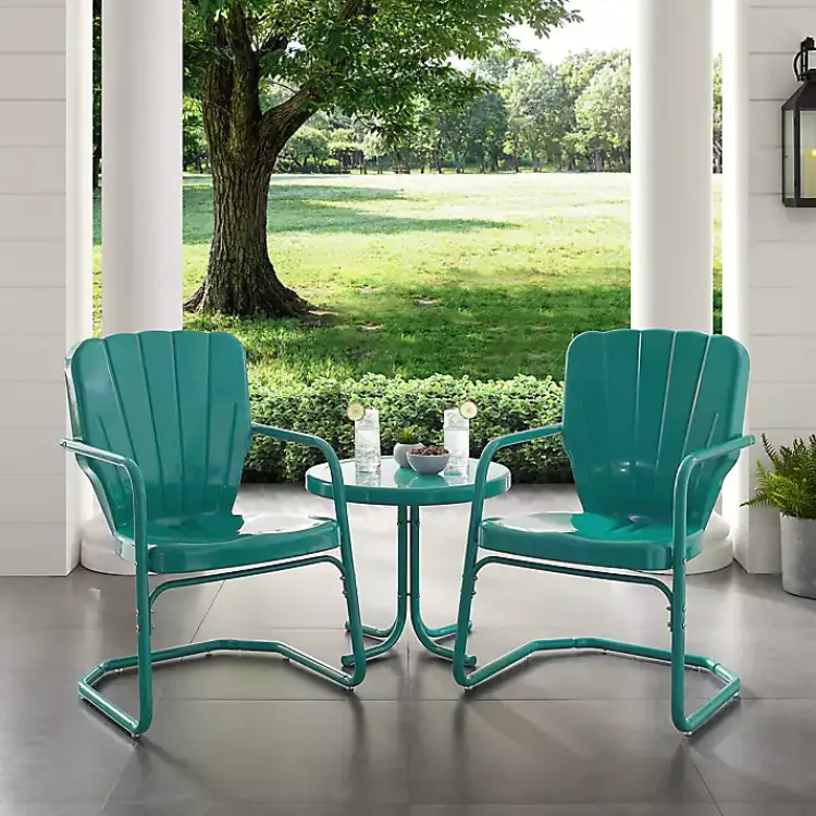 Kirklands Home Outdoor Sets|Teal Metal Ridgeland 3-pc. Chat Set Green