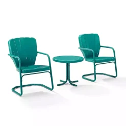 Kirklands Home Outdoor Sets|Teal Metal Ridgeland 3-pc. Chat Set Green