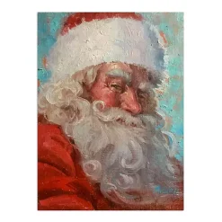 Discount Teal Santa Portrait Canvas Art Print Christmas Art & Wall Decor