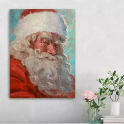 Discount Teal Santa Portrait Canvas Art Print Christmas Art & Wall Decor