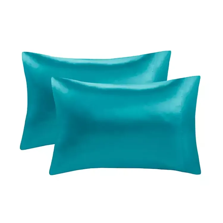 Kirklands Home Bed Sheets|Teal Satin Standard 2-pc. Pillow Case Set Blue