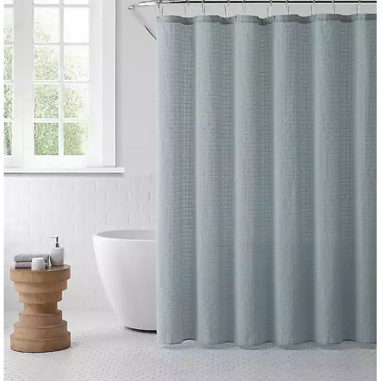 Kirklands Home Shower Curtains|Teal Waffle Cotton Blend Shower Curtain Blue