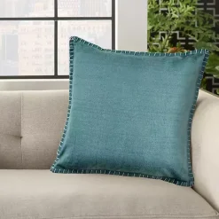 Outlet Teal with Embroidered Edge Pillow, 24 in. Pillows